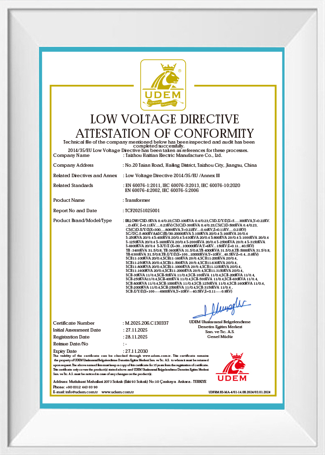 Low Voltage Directive Attestation Of Conformity